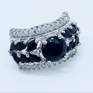 2.79ctw Black and White Topaz Ring SZ 6 3/4